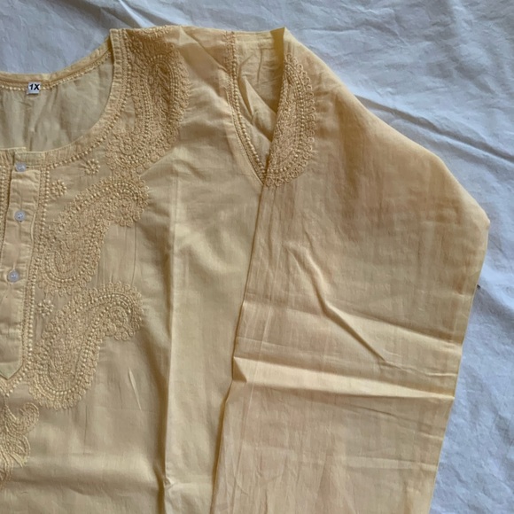 Tunic Kurta Woman’s Top Hand Embroidered 100% Cotton Paisely Print - Picture 6 of 10